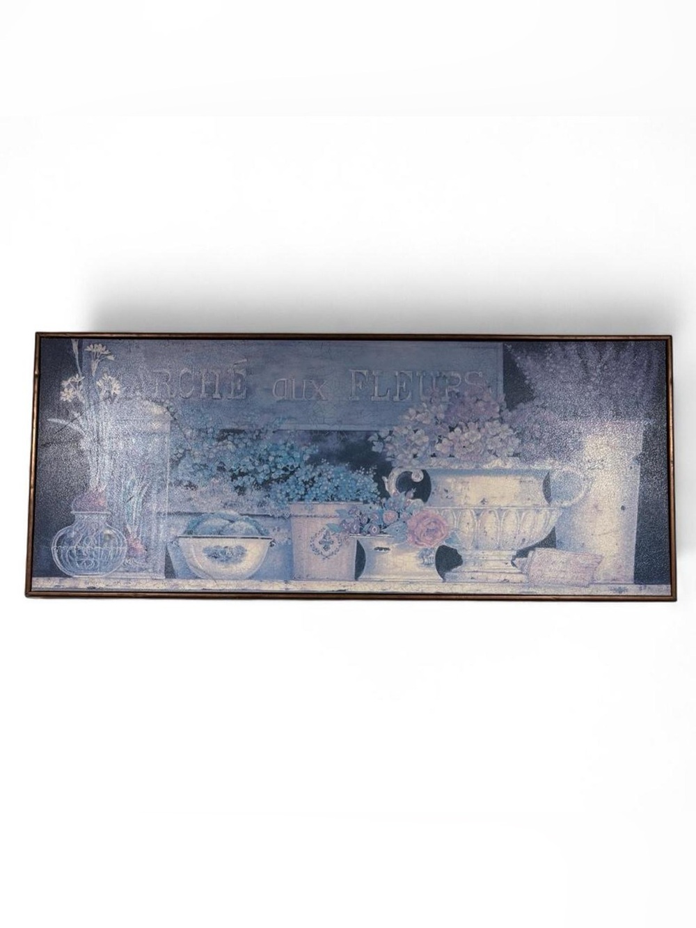 Vintage Style Floral Still Life Wall Art - Blue and Cream Palette